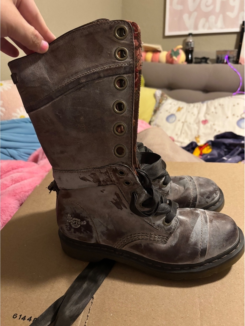 Dr. Martens Triumph 1914 Floral Lined Combat Boots Size 8